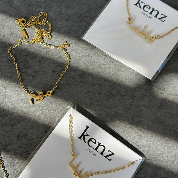 Personalize Your Style with Kenz Jewelry's New Custom Name Necklaces in Arabic, English, Urdu, and Farsi