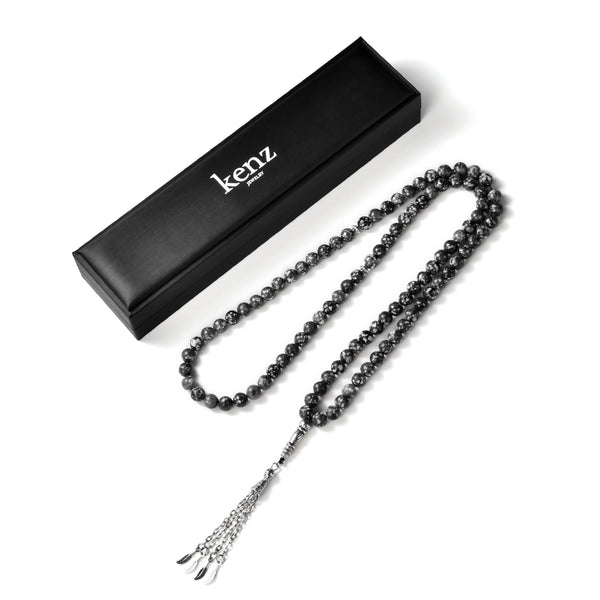 99 Natural Stone Prayer Beads – Sesame Jasper – Spiritual Tasbih Jewelry From Kenz Jewelry – Premium Arabic Jewelry