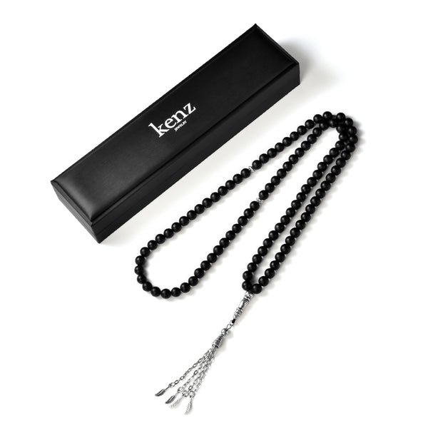99 Natural Stone Prayer Beads - Black Onyx