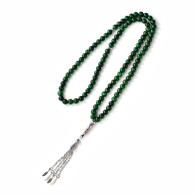 99 Natural Stone Prayer Beads - Green Chalcedony