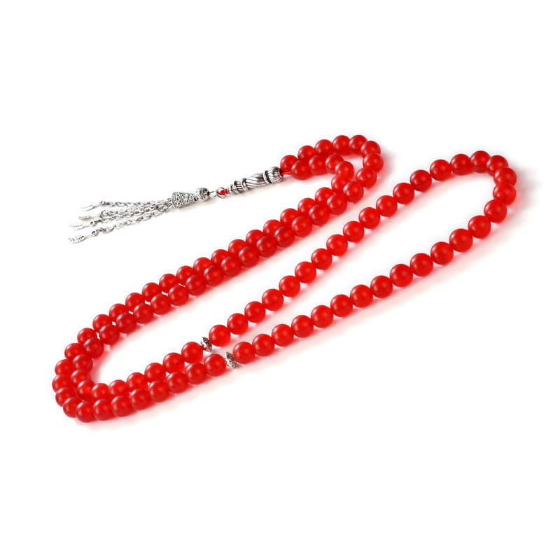 99 Natural Stone Prayer Beads - Red Chalcedony