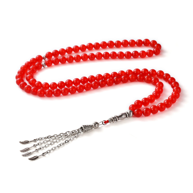 99 Natural Stone Prayer Beads - Red Chalcedony