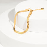 Gold Herringbone Bracelet – 18K Gold Plated Sleek Chain From Kenz Jewelry – Premium Stainless Steel, Waterproof & Tarnish-Free