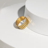 Gold Kuffiyeh Ring – Iconic Palestinian Keffiyeh Pattern Jewelry From Kenz Jewelry – 18K Gold Plated, Waterproof & Tarnish-Free