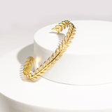 Gold Laurel Leaf Bracelet 18K Gold Plated – Stunning Statement Nature-Inspired Jewelry From Kenz Jewelry – Luxury Arabic Jewelry