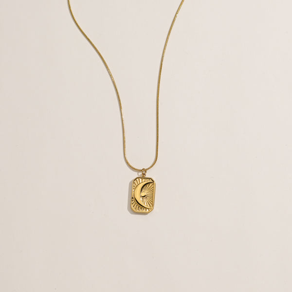 Crescent Moon Square Necklace