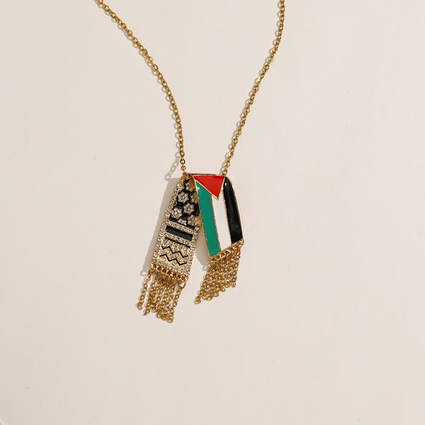 Kuffiyeh Palestine Map Necklace