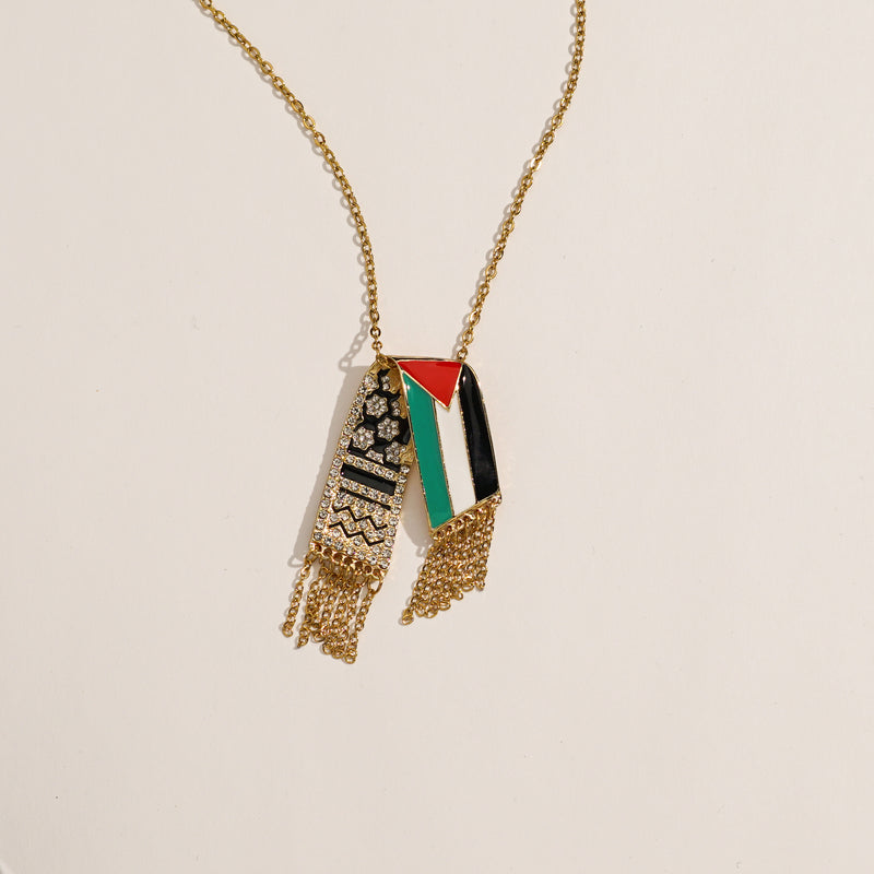 Kuffiyeh Palestine Map Necklace