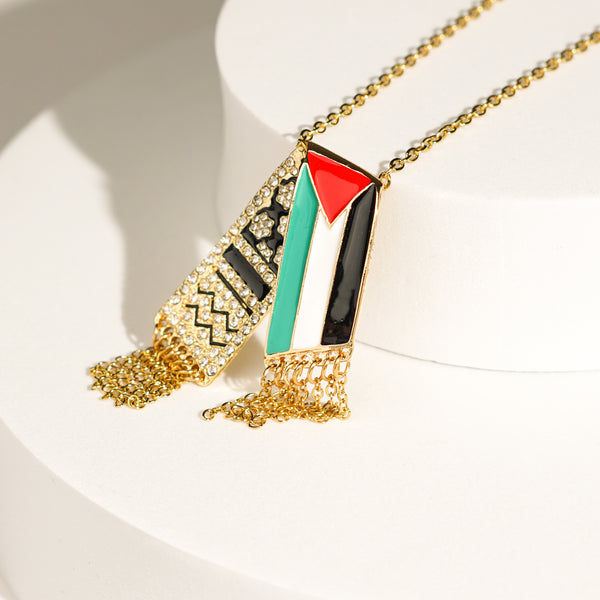 Kuffiyeh Palestine Map Necklace