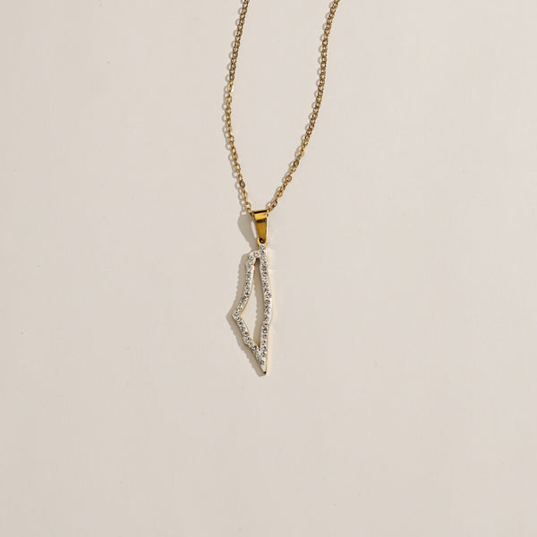 Rhinestone Palestine Outline | Silver