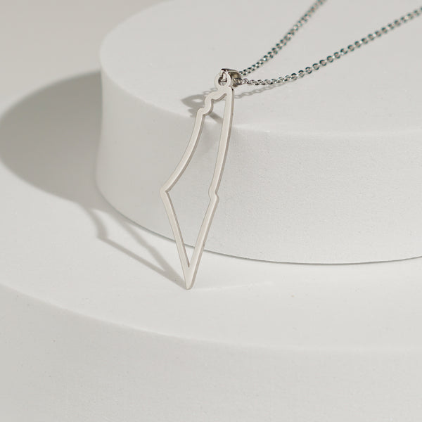 Palestine Outline Necklace | Silver