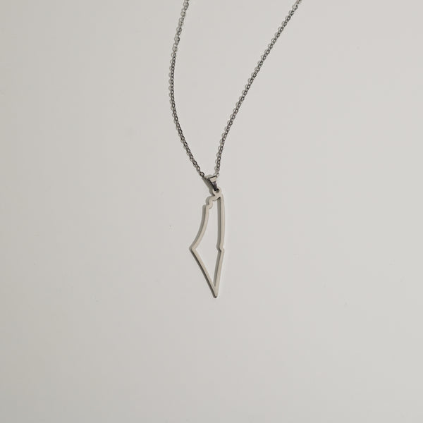 Palestine Outline Necklace | Silver