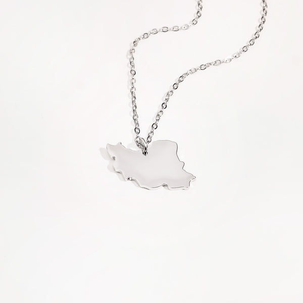 Iran Map Necklace | Silver