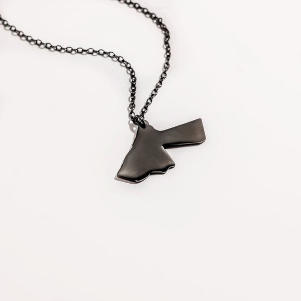 Jordan Map Pendant Necklace | Black