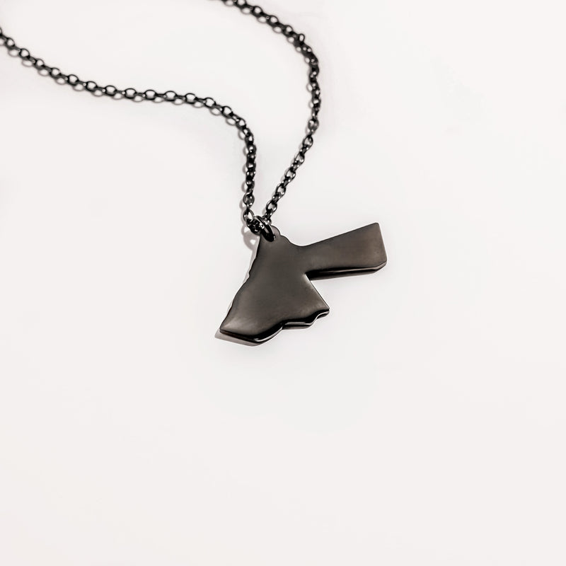 Jordan Map Pendant Necklace | Black