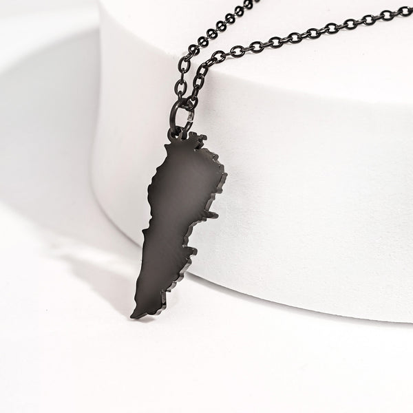 Lebanon Map Pendant Necklace | Black