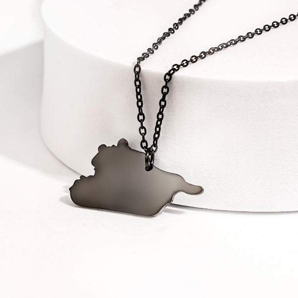 Syria Map Pendant Necklace | Black