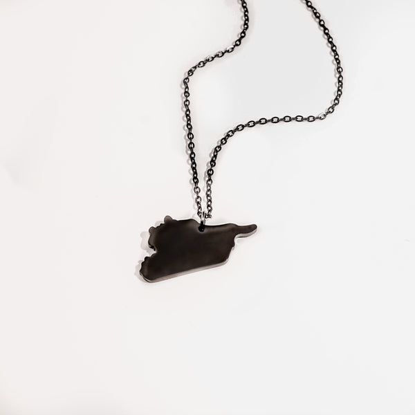 Syria Map Pendant Necklace | Black