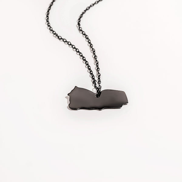 Yemen Map Pendant Necklace | Black