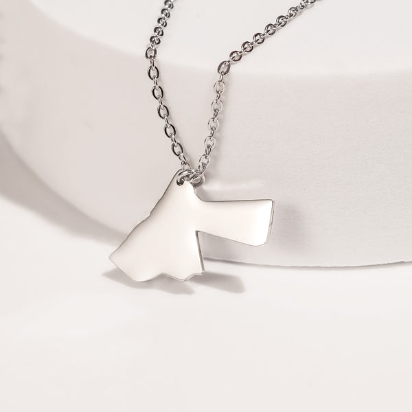 Jordan Map Pendant Necklace | Silver