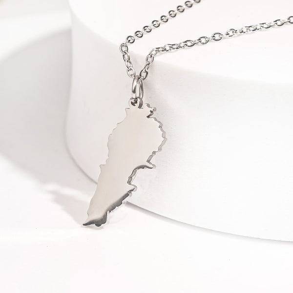 Lebanon Map Pendant Necklace | Silver