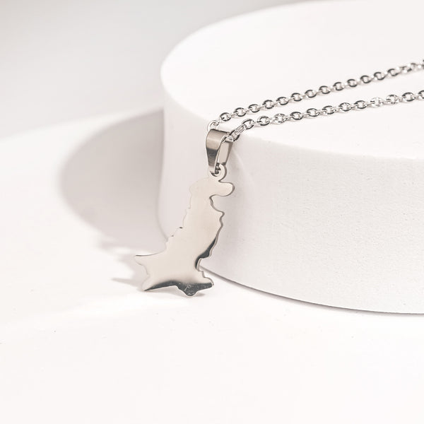 Pakistan Map Pendant Necklace | Silver