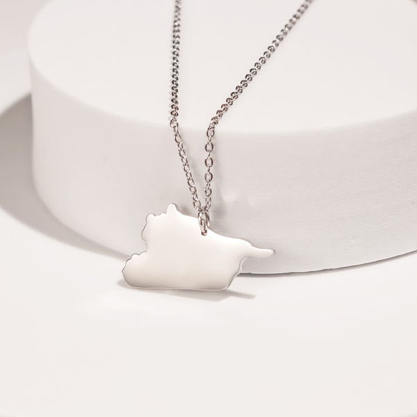 Syria Map Pendant Necklace | Silver